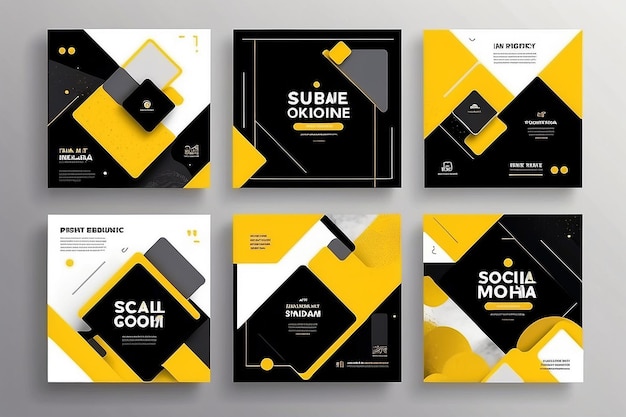 Modern social media post template with yellow geometric shapes