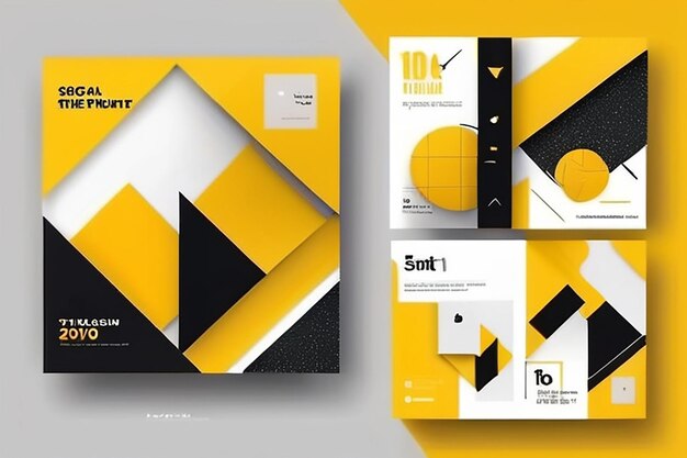 Modern social media post template with yellow geometric shapes