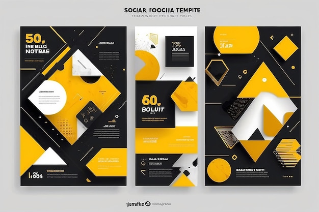 Modern social media post template with yellow geometric shapes