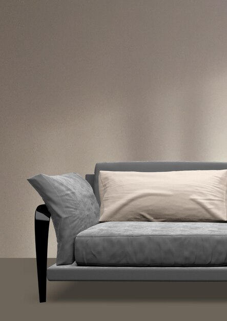 Photo modern sofa furniture gray background flyer