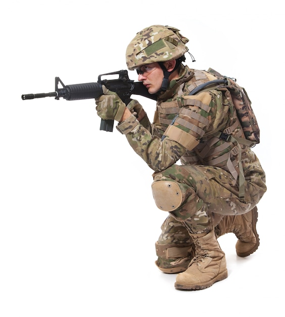 Modern soldier with rifle