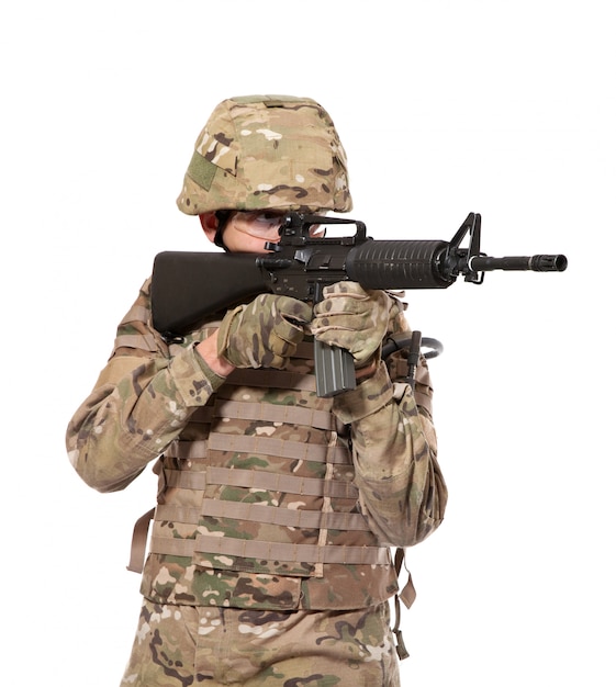 Modern soldier with rifle