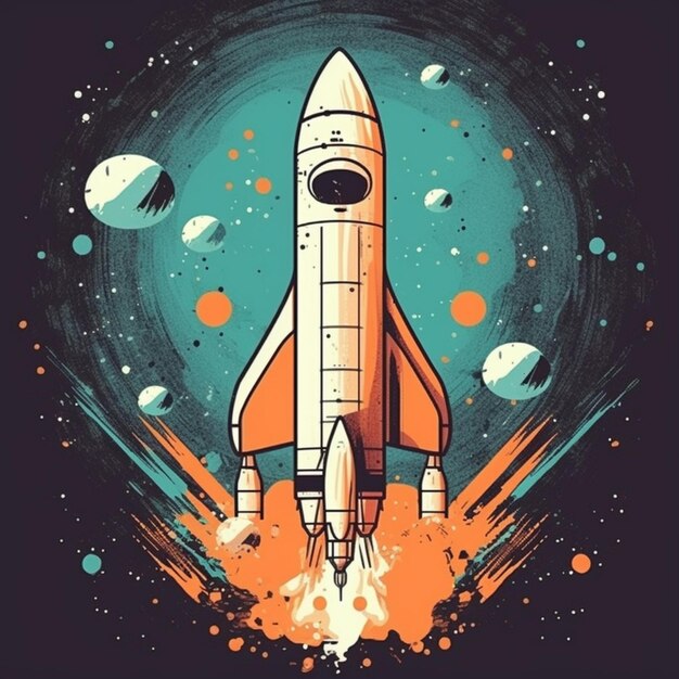 Modern space rocket with cool design