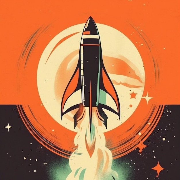 Modern space rocket with cool design