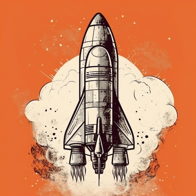 Modern space rocket with cool design