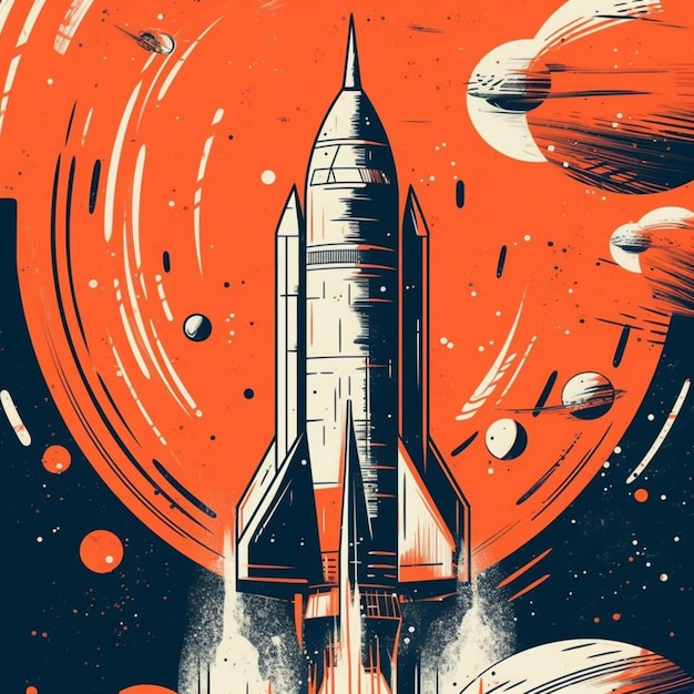 Modern space rocket with cool design