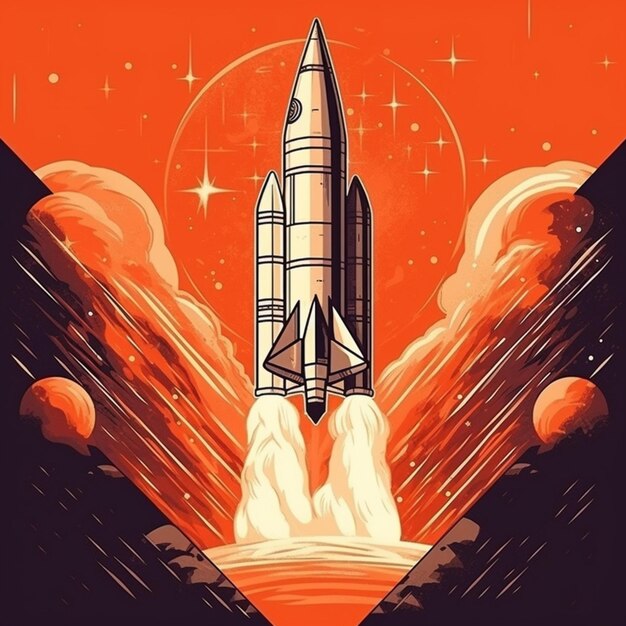 Modern space rocket with cool design