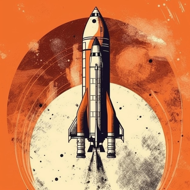 Modern space rocket with cool design