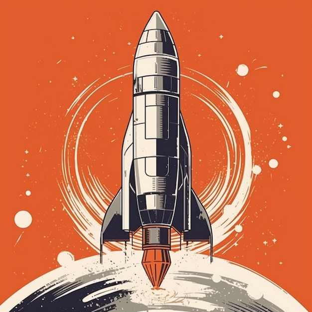 Modern space rocket with cool design