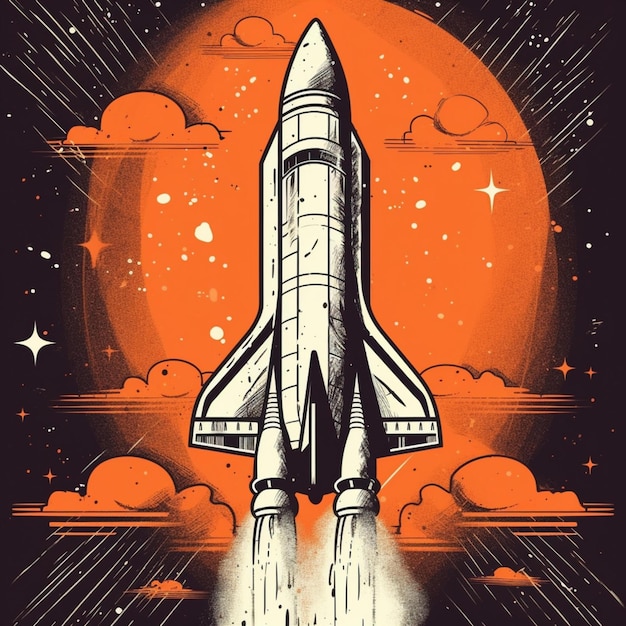 Modern space rocket with cool design