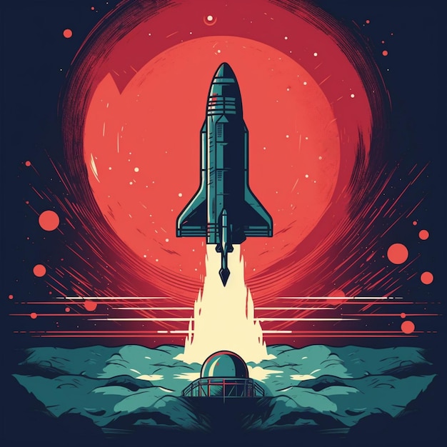 Modern space rocket with cool design