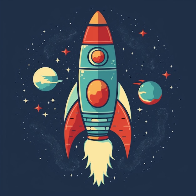 Modern space rocket with cool design