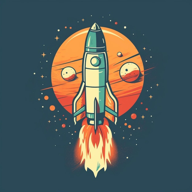 Modern space rocket with cool design