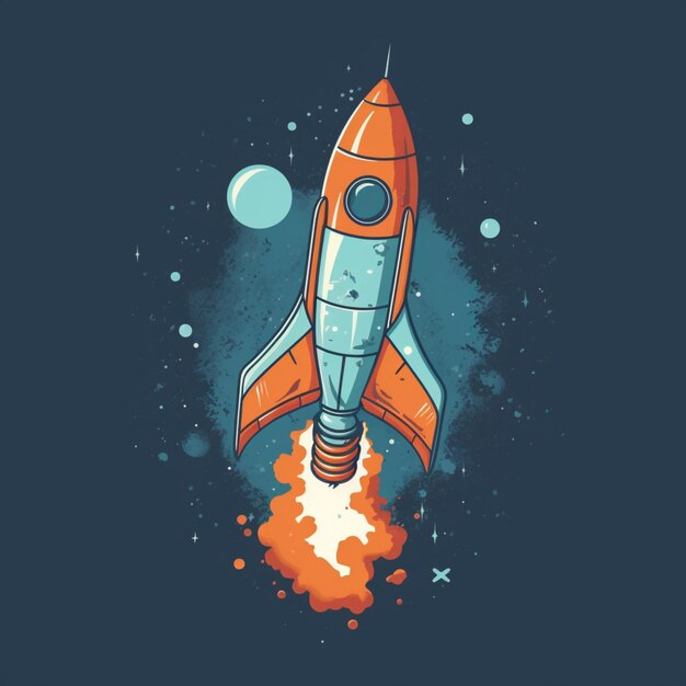 Modern space rocket with cool design