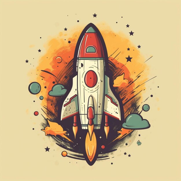 Modern space rocket with cool design