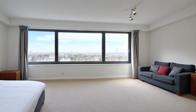 modern spacious room with large panoramic window