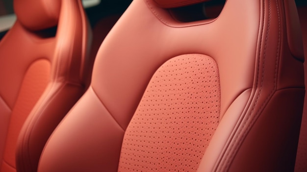 Modern sport car red sand perforated leather interior Ai Generative