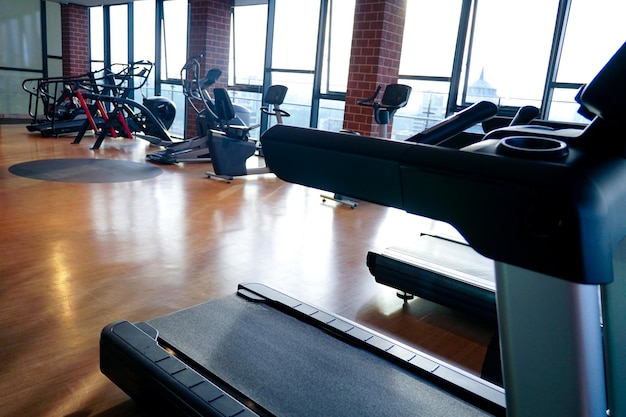 Modern of sport gym interior with equipment