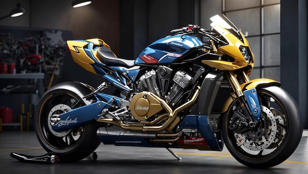 A modern sports super motorbike for racing