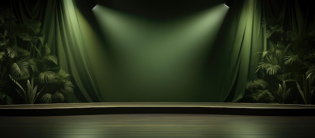 写真 スポットライト付きの現代的な舞台デザインの背景 壁紙 オリーブの背景