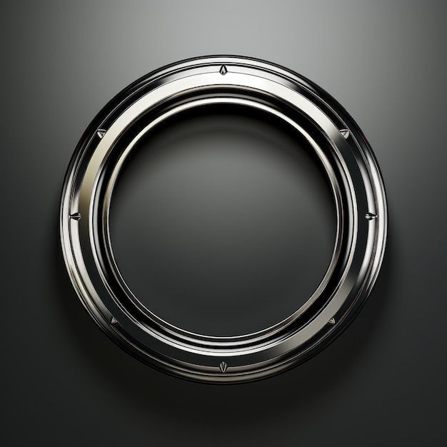 Photo modern stainless steel logo template with circular ring facing forward on black background