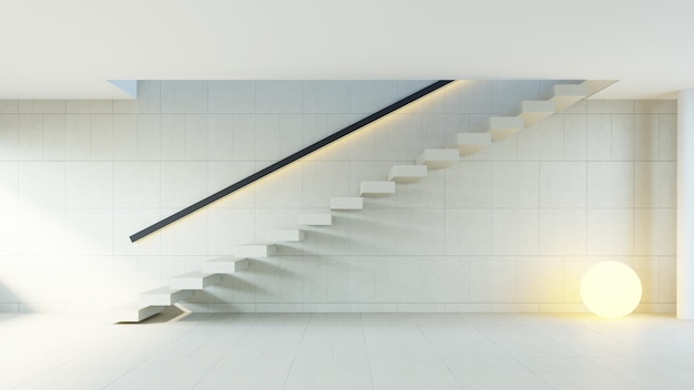 Modern stair interior 3D rendering