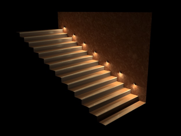 Modern staircase with backlit steps