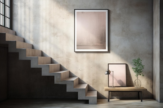 Modern stairs mockup created with generative ai