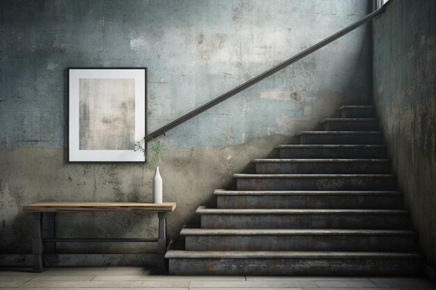 Photo modern stairs mockup created with generative ai