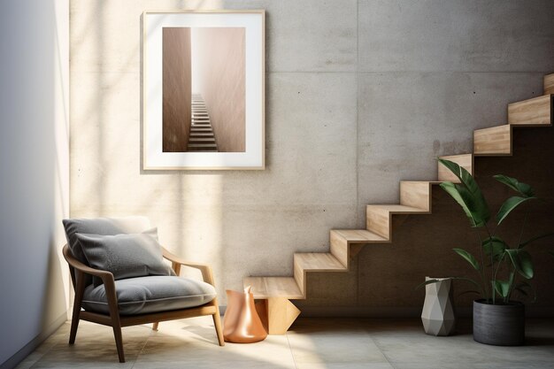 Photo modern stairs mockup created with generative ai