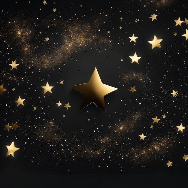 Фото Современный звездный черный фон с золотым цветом
