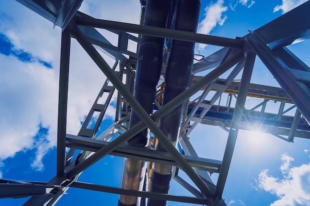 modern steam pipeline for industrial on blue skies background