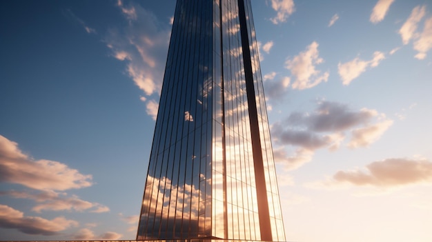 Photo modern steel skyscraper in glossy reflective glass