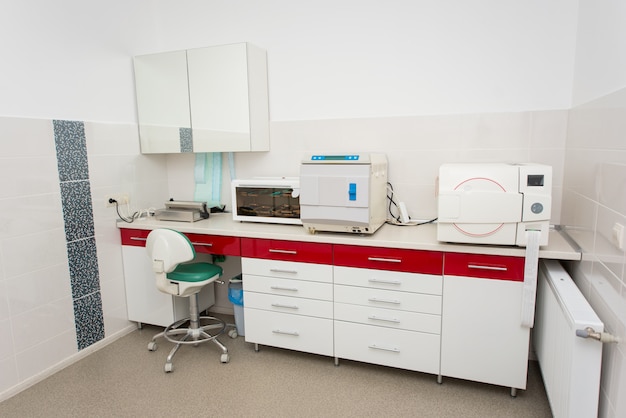 Modern sterilization room for the handling of dental instruments. 