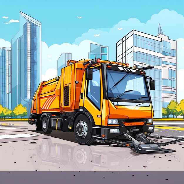 Modern street vector city street cleaning equipment