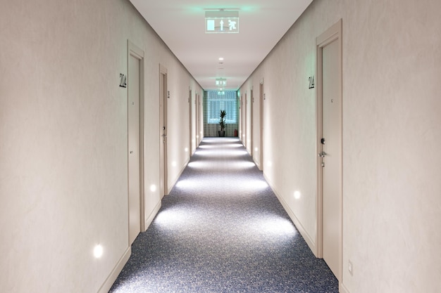 Modern structure corridor in hotel