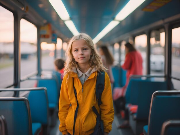 Modern student passenger enjoying trip by bus