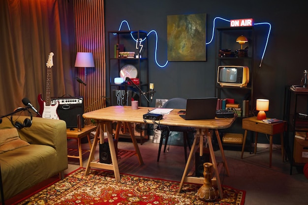 Modern studio for online podcast