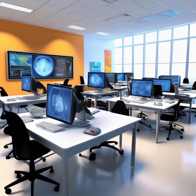 modern study room with cool technology for students