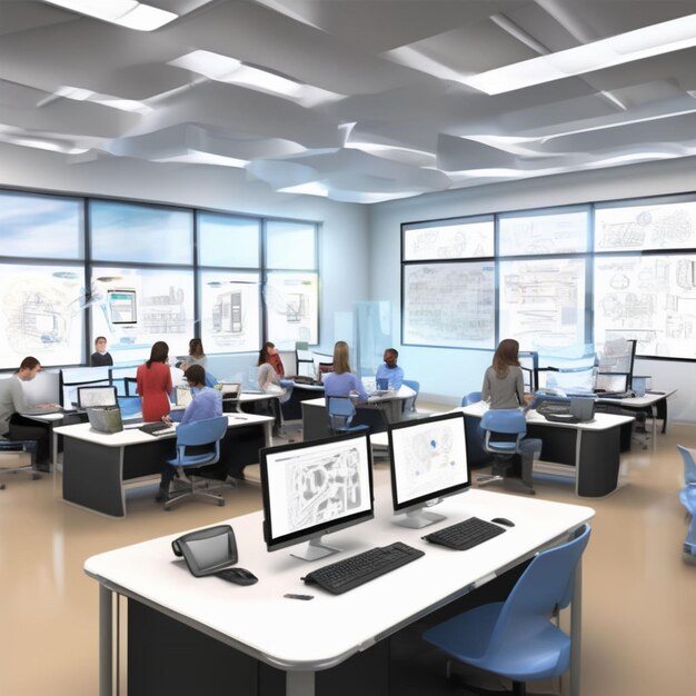 modern study room with cool technology for students