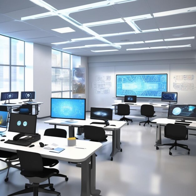 modern study room with cool technology for students