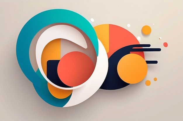 Modern style abstraction with composition made of various rounded shapes in color