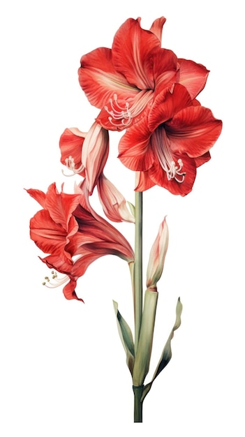 Modern Style Amaryllis Collection on Rich Red and White Background Generative AI