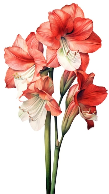 Modern Style Amaryllis Collection on Rich Red and White Background Generative AI