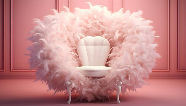 Modern style chair decorated with feathers