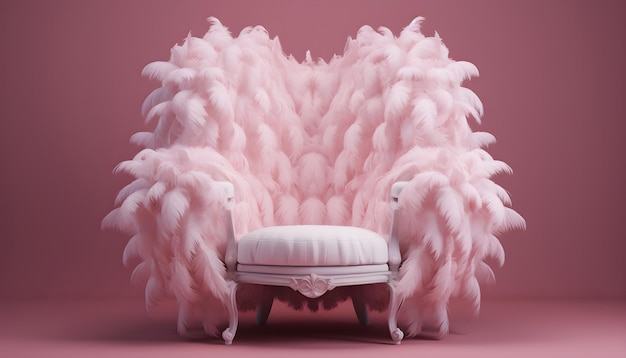 Modern style chair decorated with feathers