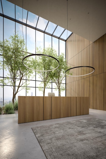 Modern style conceptual reception interior room d illustration
