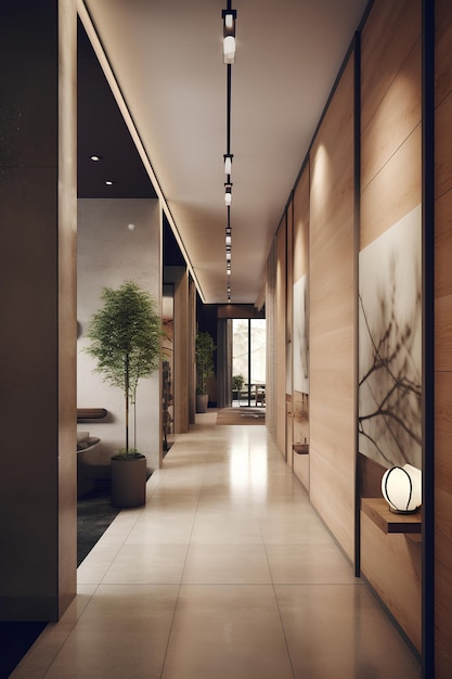 Modern style hallway interior in a hotel or luxury house