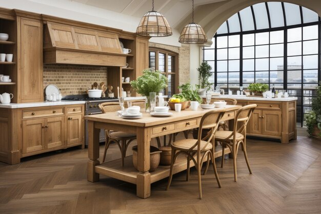 Photo modern style natural wood kitchen professional advertising photography