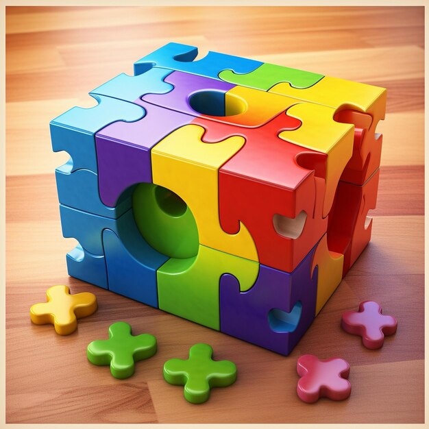 Современный стиль Всемирный день осведомленности об аутизме Аутизм концепция баннера плоский дизайн с формами головоломки